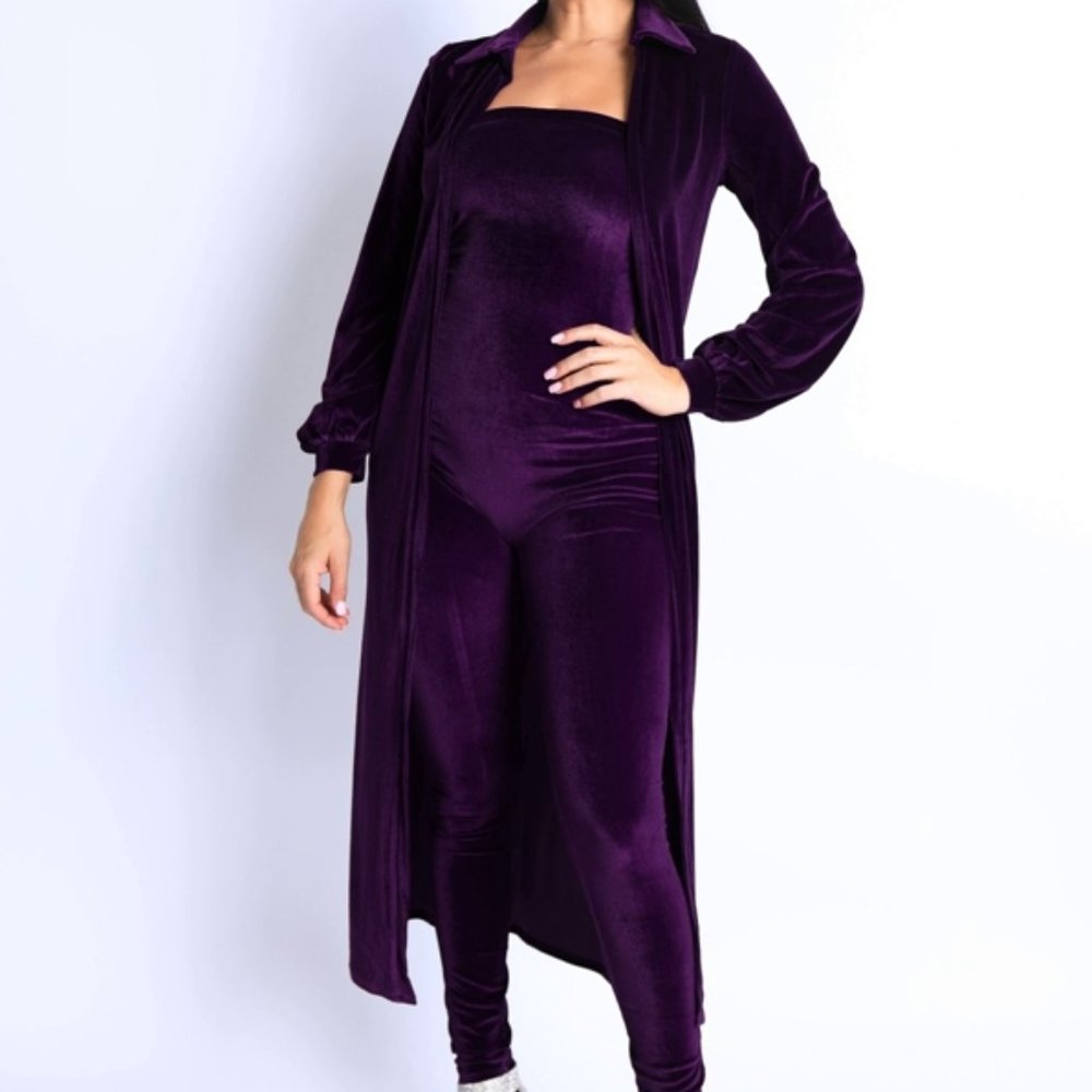 Beautiful  strapless jumpsuit with matching Cardigan Jacket. 
